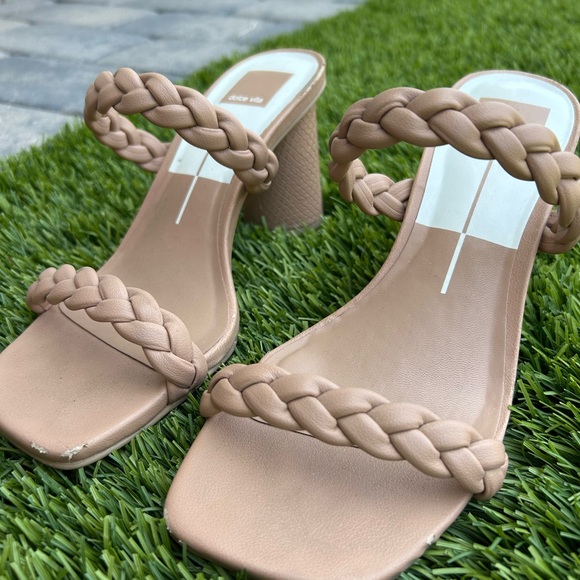 Dolce Vita Tan Braided Sandals with Square Toe - Picture 3 of 6